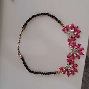 Fusia Pink Flower Choker Necklace